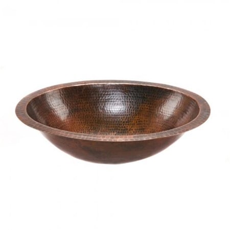 Premier Copper Products Premier Copper Products LO19FDB 19 in. Oval Under Counter Hammered Copper Bathroom Sink LO19FDB